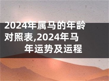 2024年属马的年龄对照表,2024年马年运势及运程