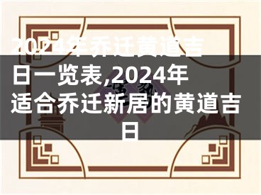 2024年乔迁黄道吉日一览表,2024年适合乔迁新居的黄道吉日