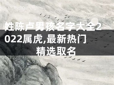 姓陈卢男孩名字大全2022属虎,最新热门精选取名