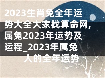 2023生肖兔全年运势大全大家找算命网,属兔2023年运势及运程_2023年属兔人的全年运势